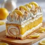 Cheesecake citron meringué avec lemon curd et meringue dorée sur le dessus