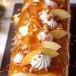 bûche de noël caramel beurre salé avec pommes caramélisées et spéculoos