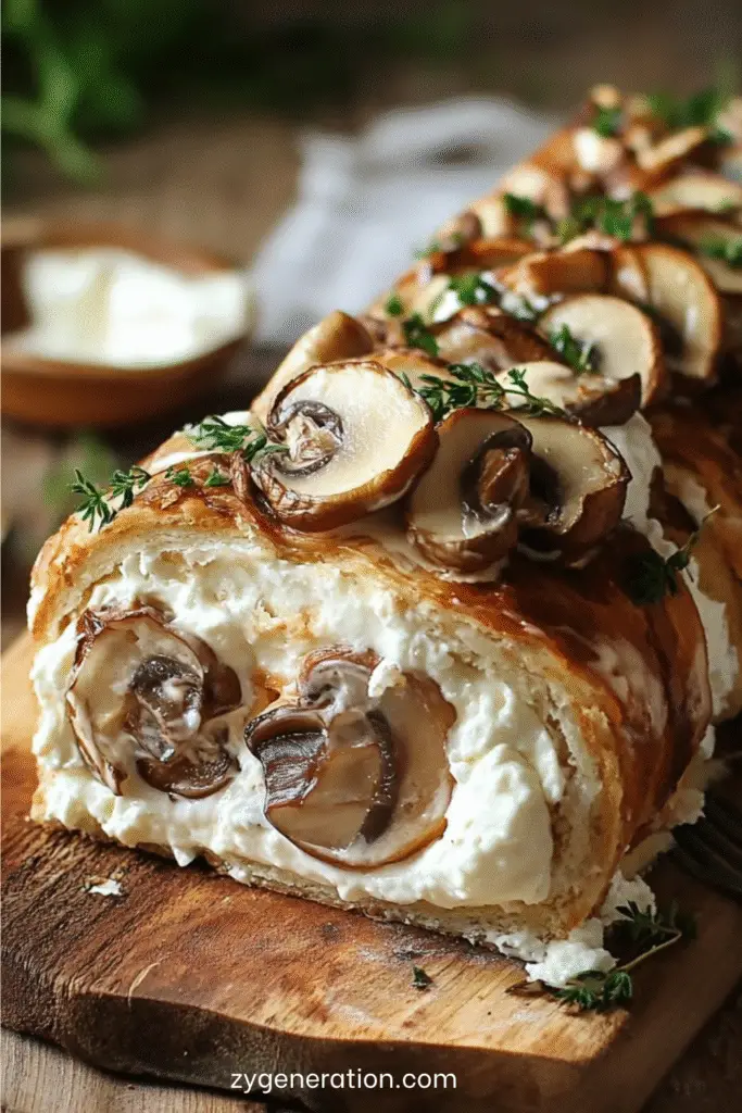 buche salée aux champignons génoise roulée mascarpone crémeuse