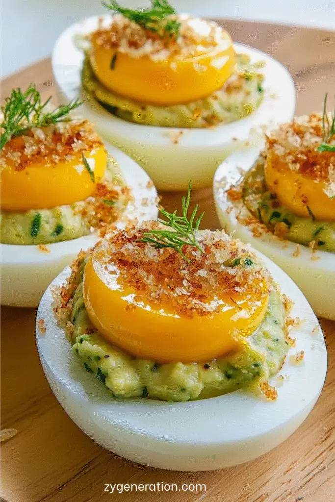 oeufs mimosa revisités avocat jaune fondant chapelure croustillante