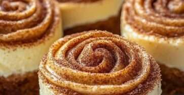 Mini cheesecake crémeux à la cannelle et glaçage.