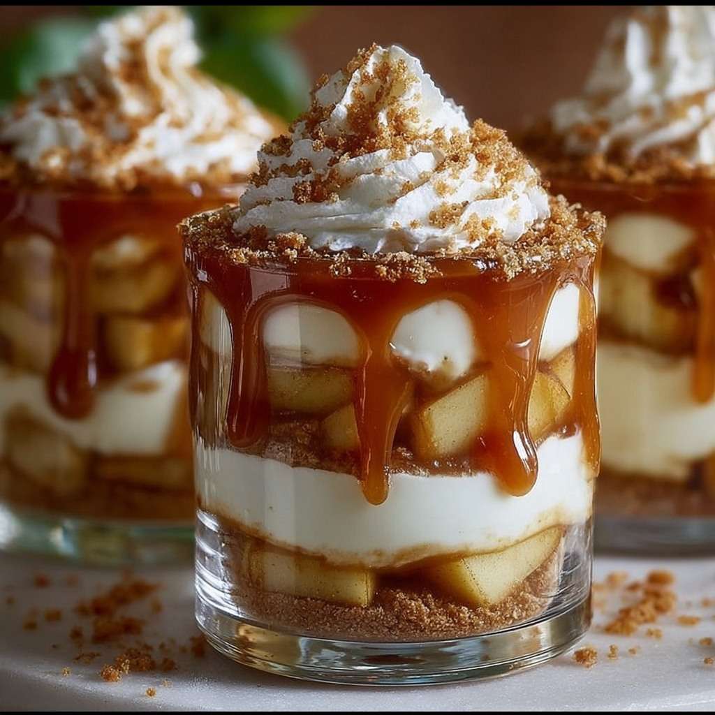 Verrines aux pommes caramélisées avec caramel maison et chantilly vanillée légère.