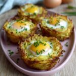 Nids de pommes de terre aux œufs coulants au four