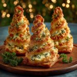 Sapins feuilletés au fromage et aux herbes dorés au four
