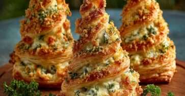 Sapins feuilletés au fromage et aux herbes dorés au four