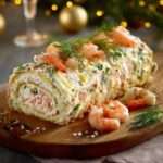 Bûche salée aux fruits de mer et saumon fumé.