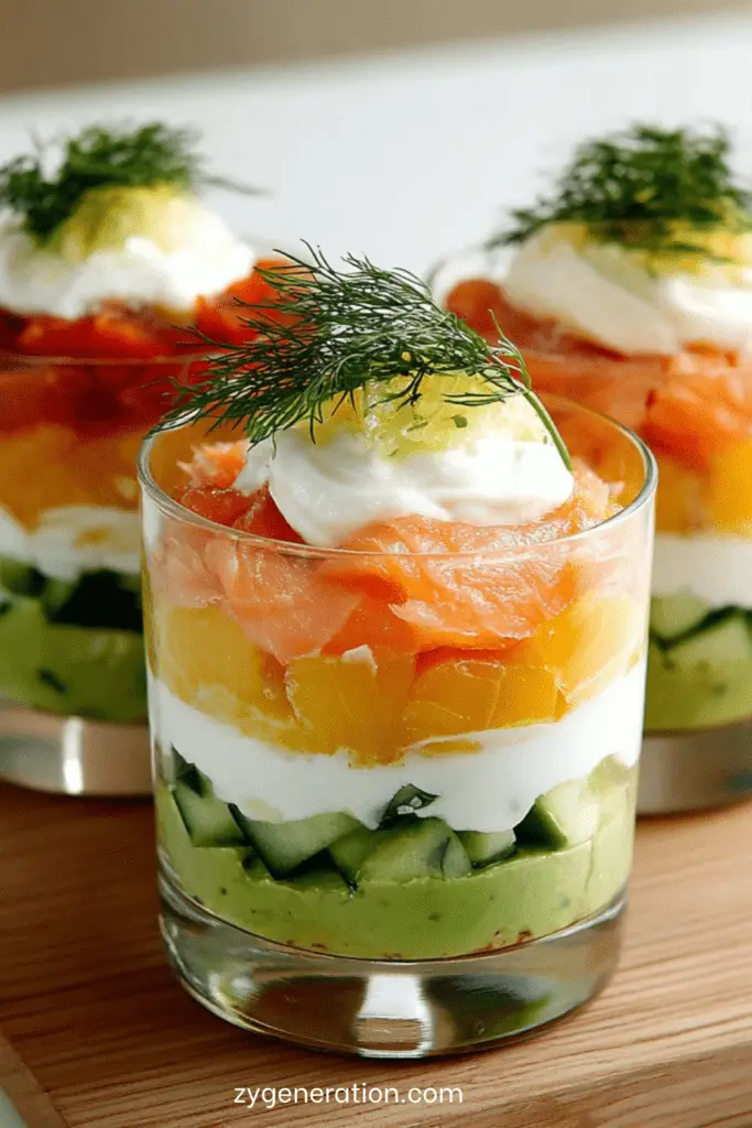 Verrines avocat, yaourt grec et saumon citronné