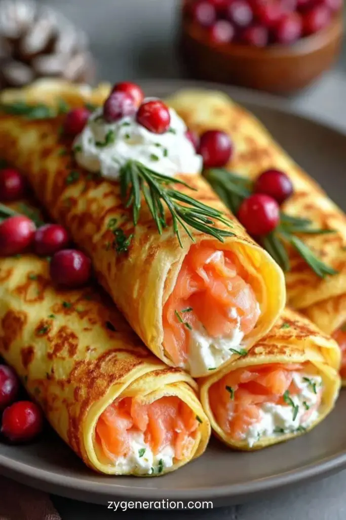 Crêpes roulées au saumon fumé et fromage frais