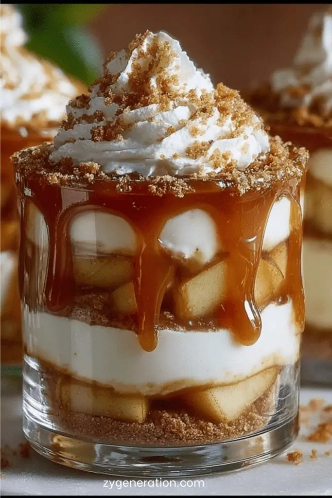 Verrines aux pommes caramélisées avec caramel maison et chantilly vanillée légère.