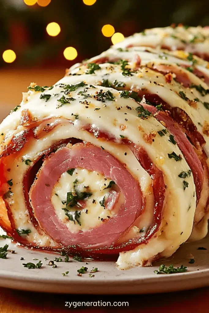 Bûche salée jambon-fromage gratinée dorée au four