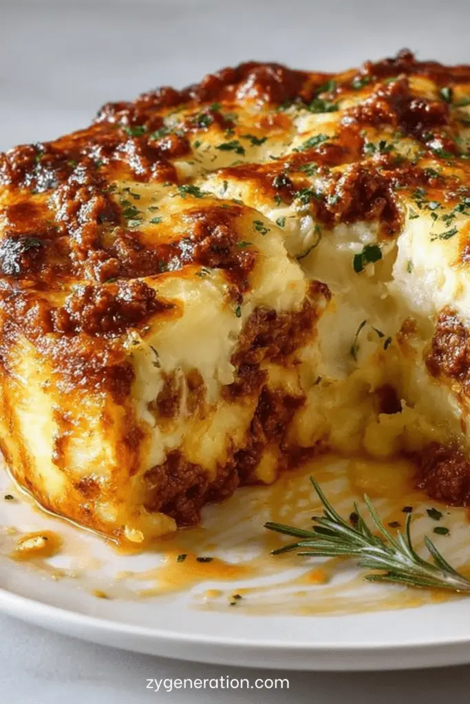 Gratin de pommes de terre à la viande hachée gratiné au four