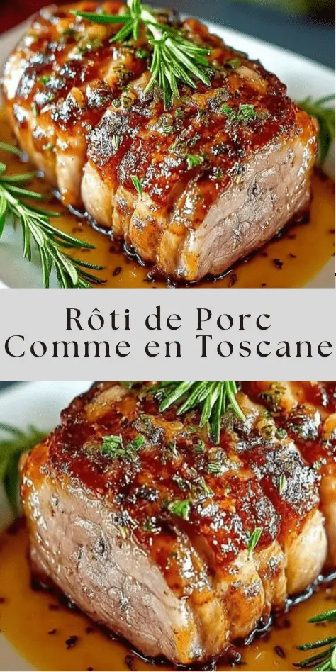 Rôti de porc comme en Toscane doré au four avec romarin, sauge et ail