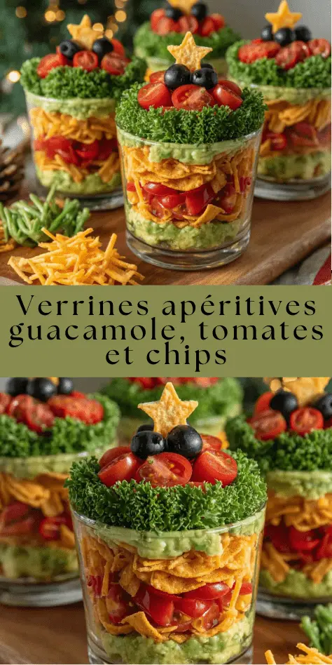 Verrines apéritives guacamole tomates et chips croustillantes