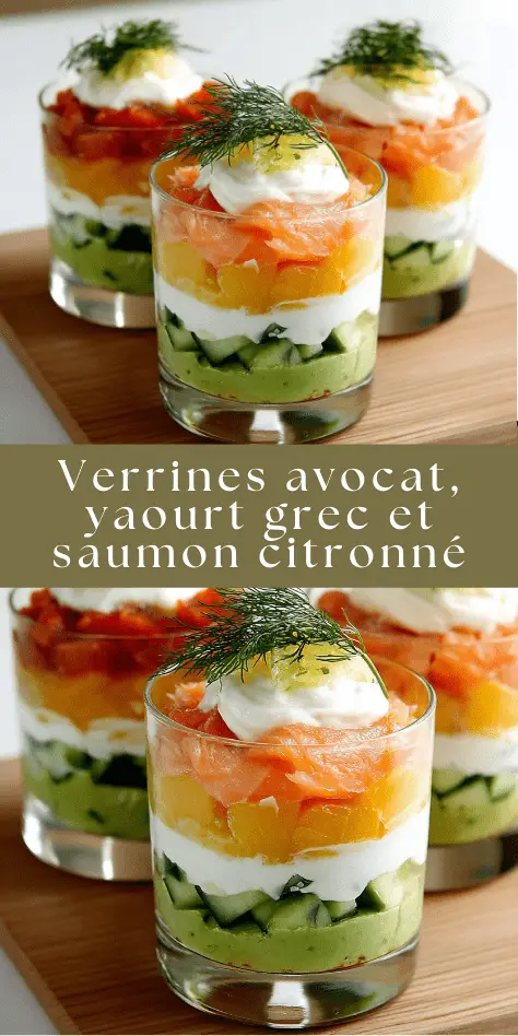 Verrines avocat, yaourt grec et saumon citronné