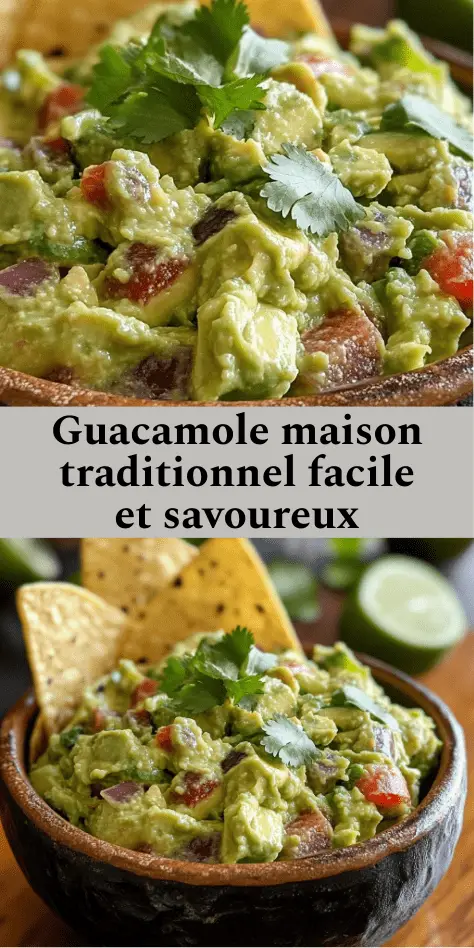 Bol de guacamole maison crémeux préparé avec avocats, citron vert, oignon, coriandre et tomate, servi avec des tortillas croustillantes