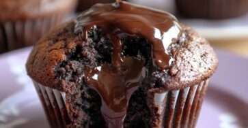 Muffins au chocolat cœur fondant avec intérieur coulant et texture moelleuse