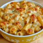 Mac and cheese gratiné au four avec fromage fondu et croûte dorée croustillante