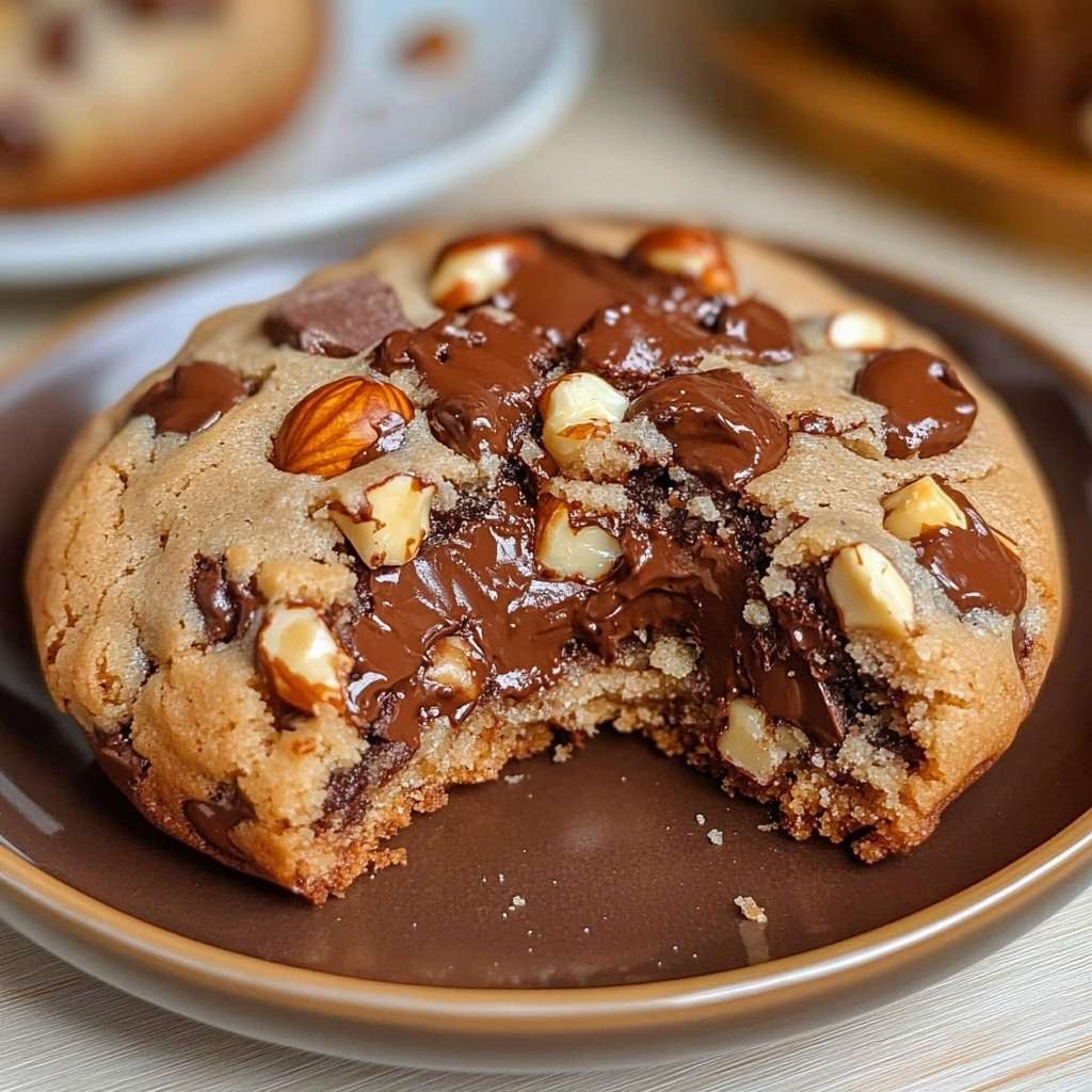 Cookie géant chocolat noisette ultra fondant avec cœur coulant et texture chewy