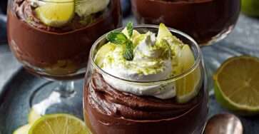 Verrines chocolat citron vert et chantilly menthe