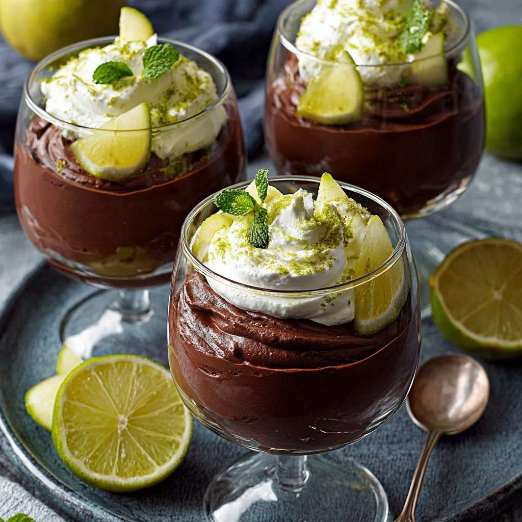 Verrines chocolat citron vert et chantilly menthe