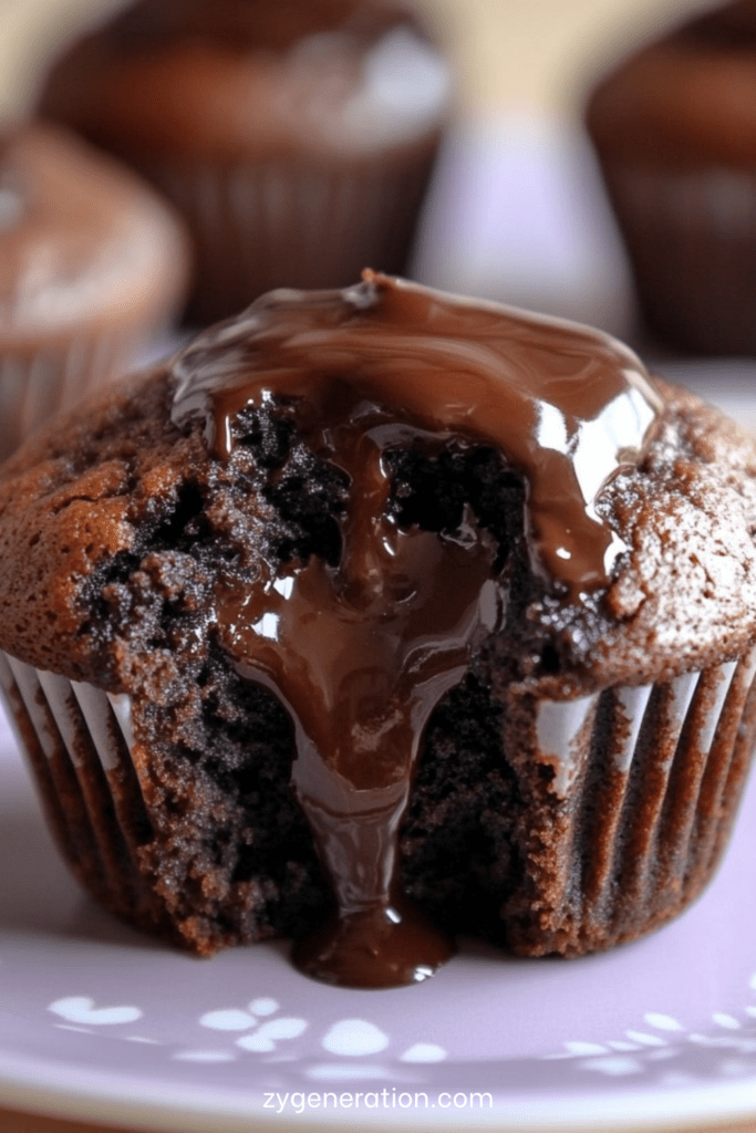Muffins au chocolat cœur fondant avec intérieur coulant et texture moelleuse