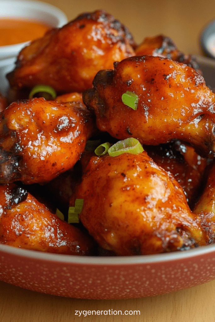 Ailes de poulet Buffalo croustillantes enrobées de sauce piquante au beurre, servies chaudes avec céleri, carottes et sauce au fromage