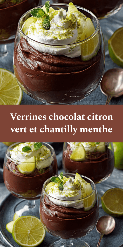 Verrines chocolat citron vert et chantilly menthe