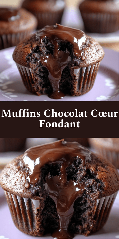 Muffins au chocolat cœur fondant avec intérieur coulant et texture moelleuse