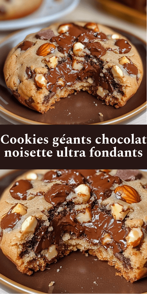 Cookie géant chocolat noisette ultra fondant avec cœur coulant et texture chewy