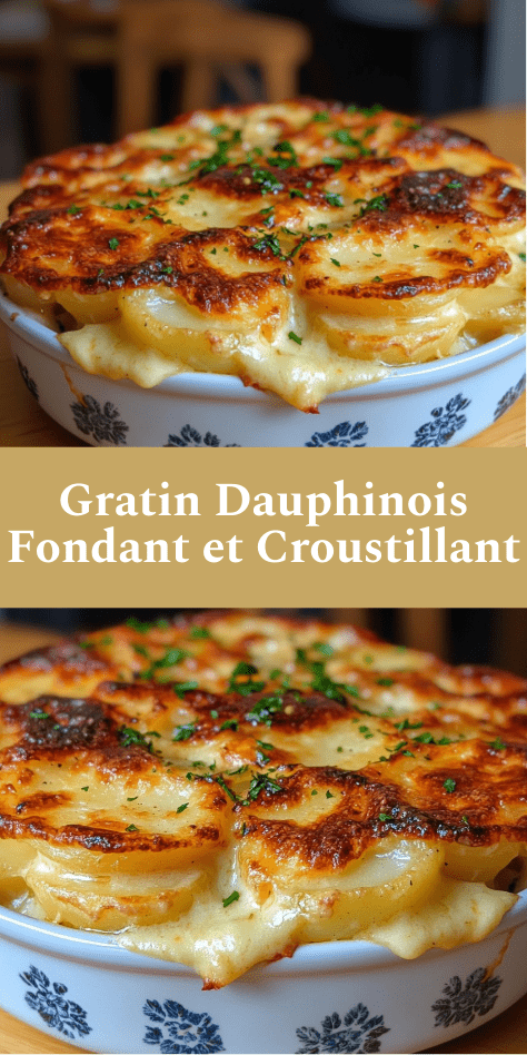 Gratin dauphinois fondant et croustillant avec pommes de terre crémeuses et croûte dorée