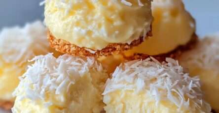 Petits cookies cheesecake au citron avec base biscuitée dorée, crème fondante au fromage frais et finition à la noix de coco râpée.