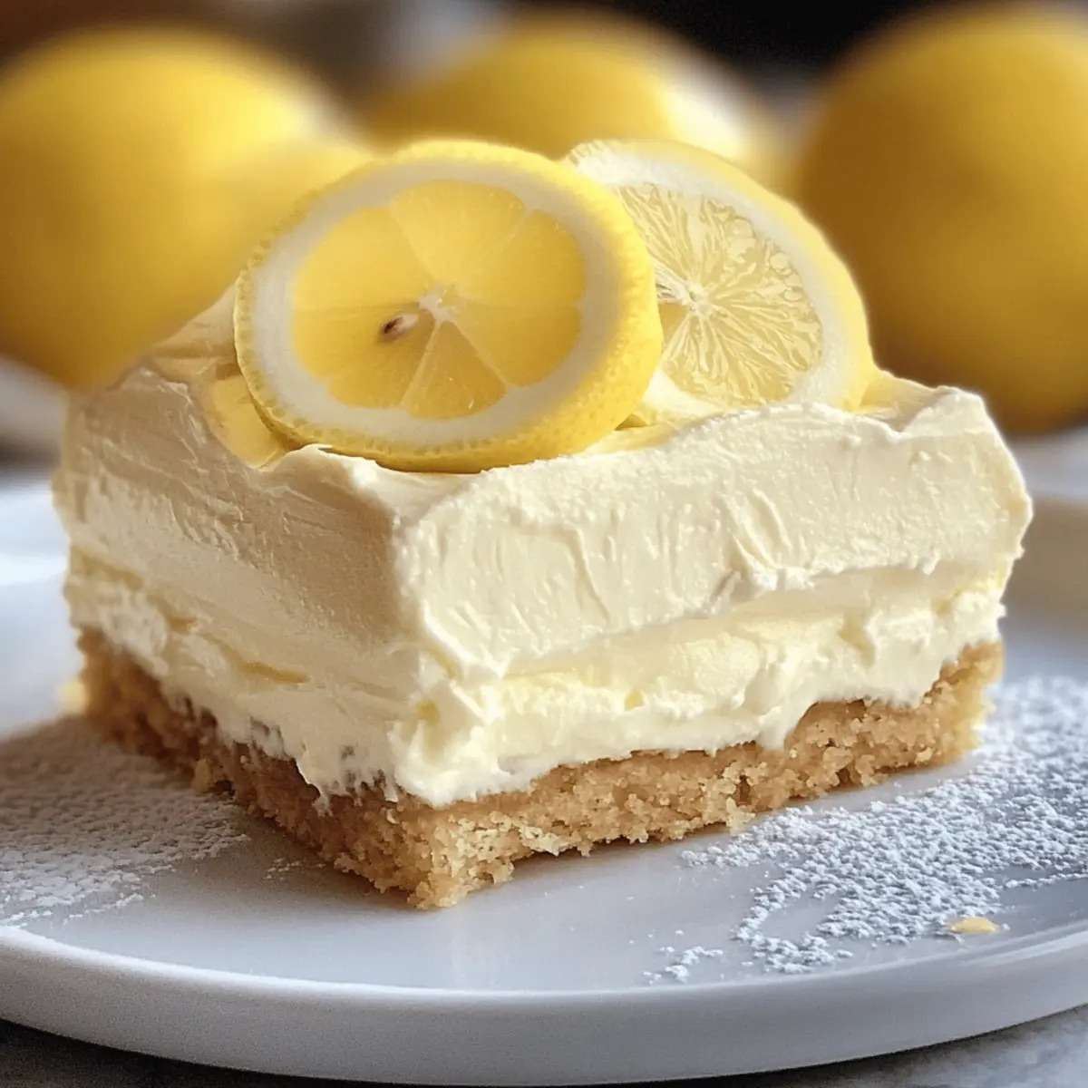 dessert fondant citron mascarpone avec base biscuitée et crème citronnée onctueuse décorée de rondelles de citron