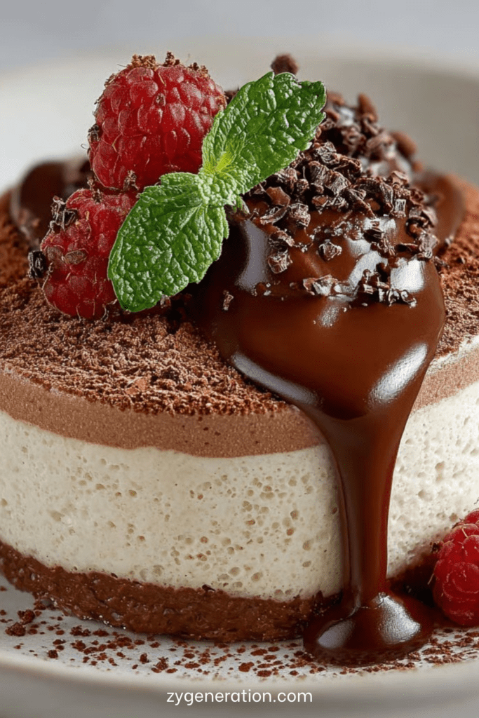 Verrines de mousse au chocolat et mascarpone, texture aérienne et crémeuse, saupoudrées de cacao avec copeaux de chocolat.