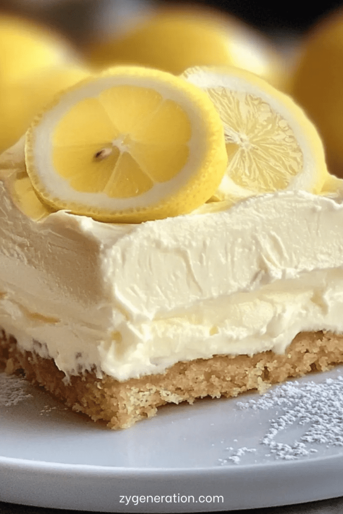 dessert fondant citron mascarpone avec base biscuitée et crème citronnée onctueuse décorée de rondelles de citron