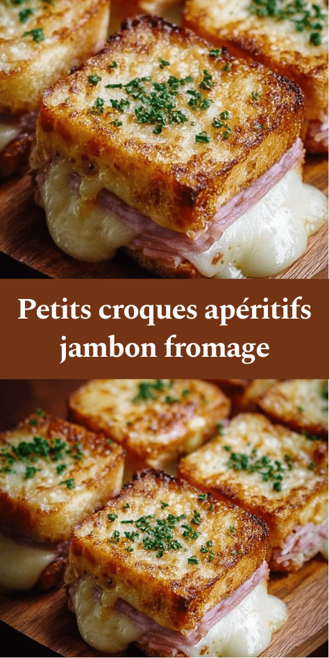petits croques croustillants au jambon et fromage dorés à la poêle avec persil frais