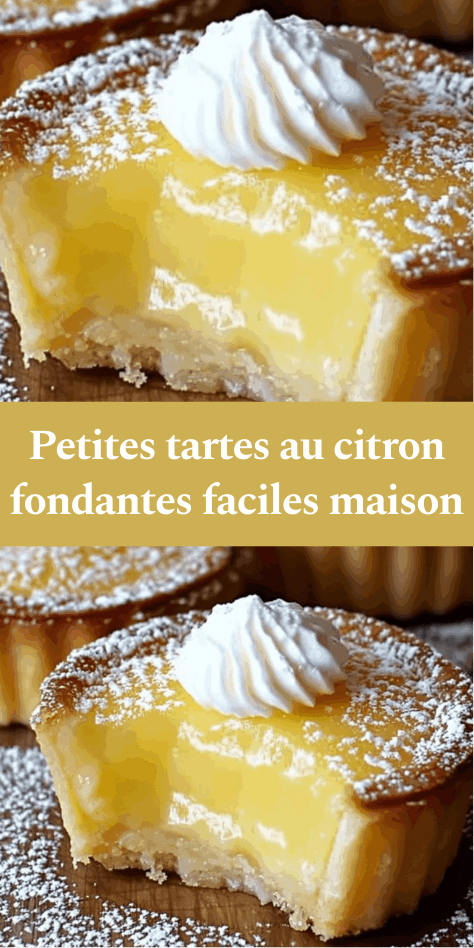 petites tartes au citron avec pâte sablée dorée garnies de crème citron fondante et saupoudrées de sucre glace