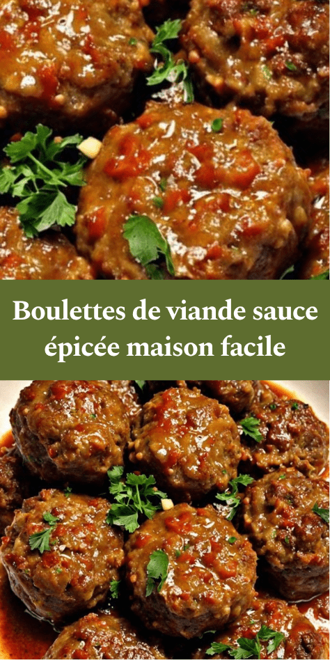 Boulettes de viande nappées de sauce tomate épicée, servies chaudes avec persil frais et sauce onctueuse.