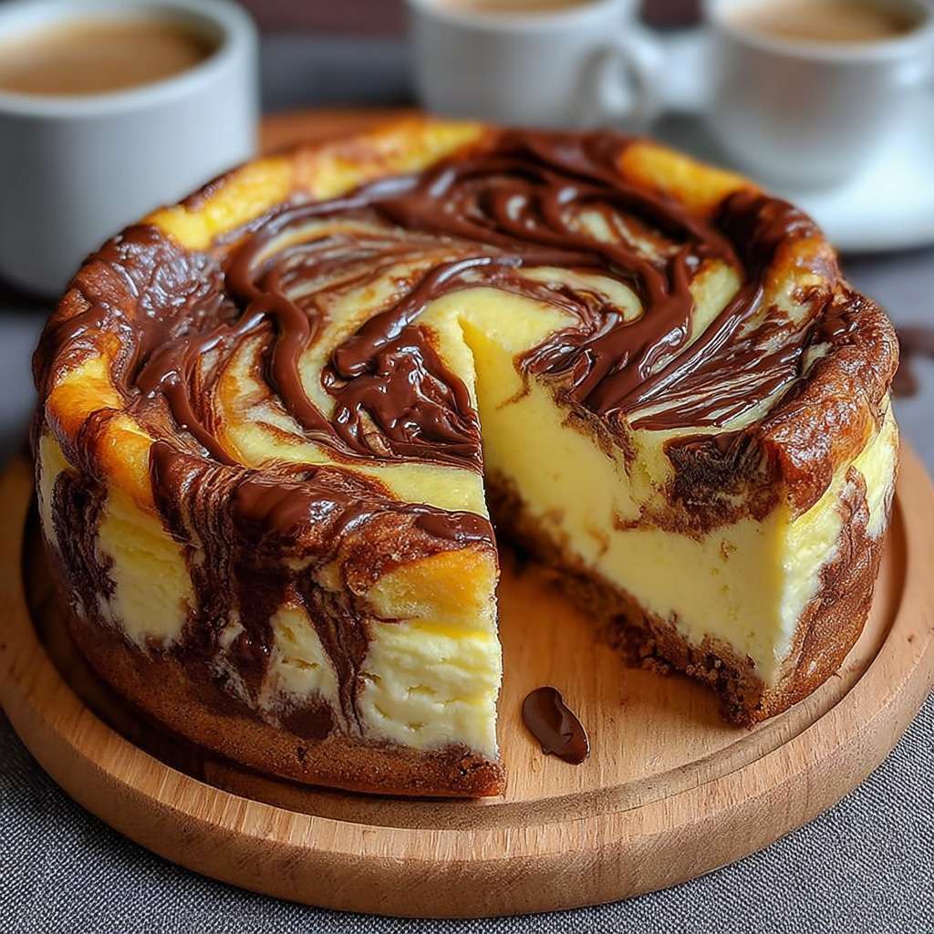 Gâteau marbré chocolat vanille moelleux avec texture crémeuse, tranches visibles révélant un marbrage chocolat fondu et vanille, servi sur une assiette.