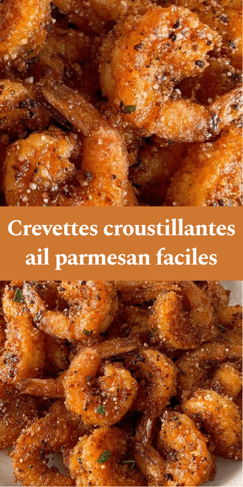 Crevettes panées croustillantes au parmesan et à l’ail, dorées à la perfection, servies avec persil frais et citron.