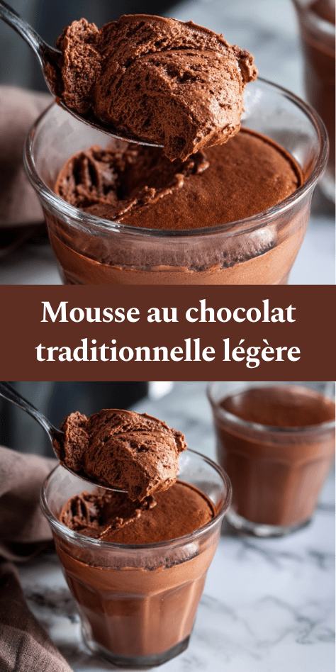 Mousse au chocolat maison servie en verrine, texture aérienne et onctueuse avec chocolat noir intense et surface légèrement brillante.