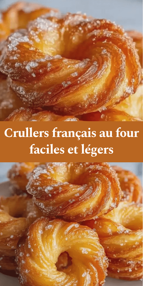 Assiette de crullers français au four dorés et légèrement croustillants, saupoudrés de sucre glace, avec une texture moelleuse à l’intérieur et une forme d’anneau régulière.