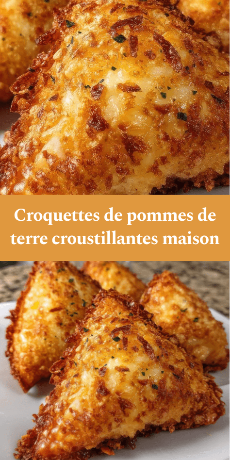 Croquettes de pommes de terre dorées et croustillantes, servies chaudes avec une texture fondante à l’intérieur et une panure croustillante sur une assiette.