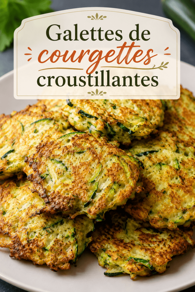 Galettes de courgettes crousti-fondantes bien dorées, servies chaudes avec une texture croustillante à l’extérieur et moelleuse à l’intérieur.