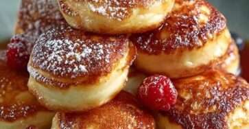 Pancakes japonais épais et moelleux servis avec framboises, myrtilles, fraises, sirop d’érable, sucre glace et feuilles de menthe fraîche.