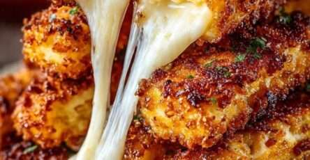 Bâtonnets de fromage croustillants et dorés avec cœur fondant, servis chauds avec une sauce tomate maison.