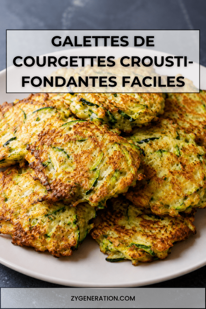 Galettes de courgettes crousti-fondantes bien dorées, servies chaudes avec une texture croustillante à l’extérieur et moelleuse à l’intérieur.