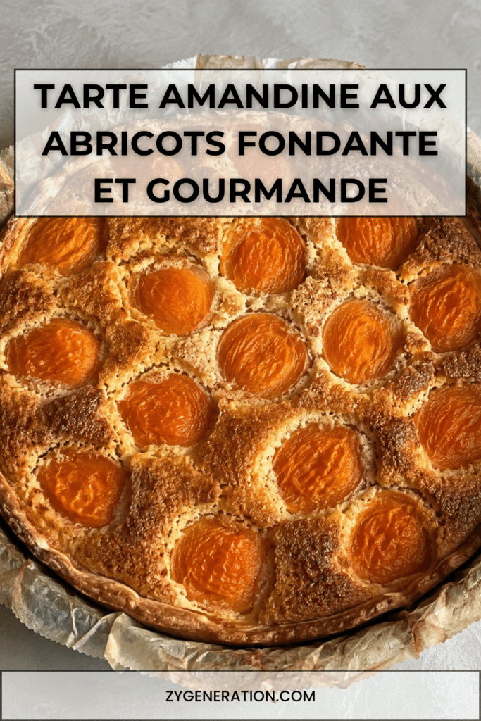 Tarte amandine aux abricots dorée avec crème aux amandes fondante et abricots caramélisés dans un moule rustique