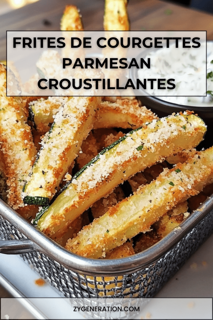 Frites de courgettes croustillantes au parmesan, dorées au four et servies avec une sauce tzatziki maison au yaourt grec.