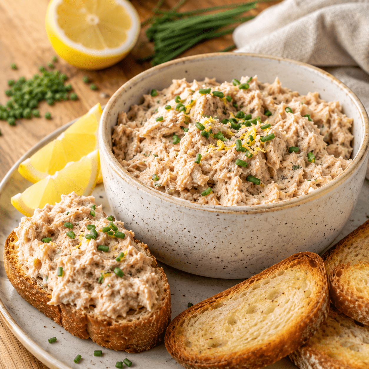 Une tartinade fraîche et crémeuse, relevée de citron, de moutarde et de ciboulette, prête en dix minutes.