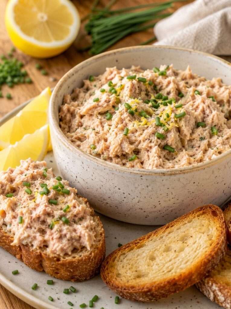 Une tartinade fraîche et crémeuse, relevée de citron, de moutarde et de ciboulette, prête en dix minutes.